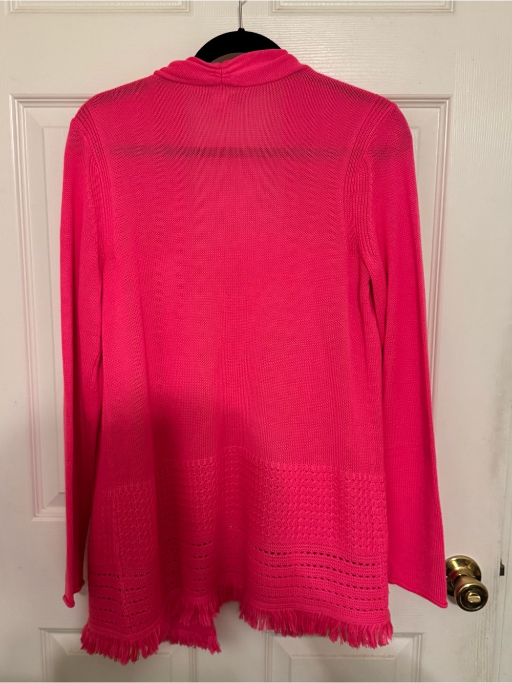 Lilly Pulitzer Bright Pink Open-Front Women's Sweater Cardigan, size L - Picture 3 of 3